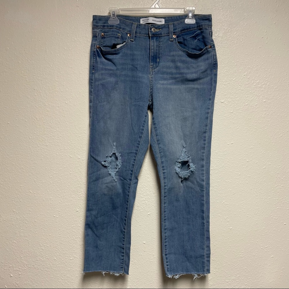 Levi’s Signature Mid Rise Boyfriend Distressed Jeans